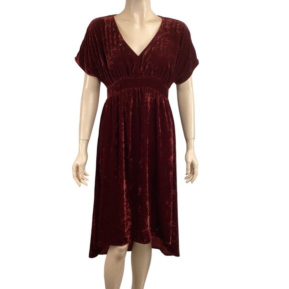 Cabi Size XS Red Velvet Dress V-Neck Short Sleeve Cocktail Party Xsmall‎ Stretch - Picture 1 of 8